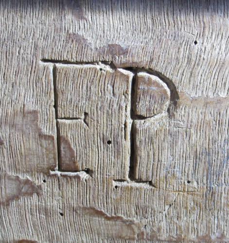 Ipplepen 7. Rood Screen. Initials EP.