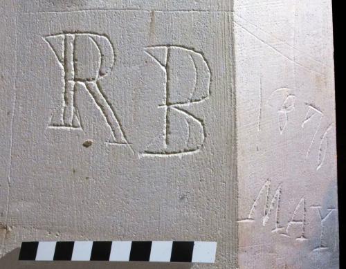 9. Initials & date, RB May 4 1876. Sedilia.