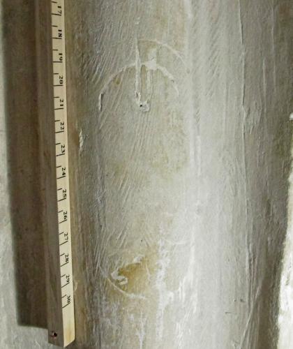 11.  Unknown elliptical feature. North aisle pier.