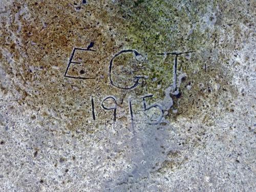 13. Initials EGT 1915. Tower roof lead.