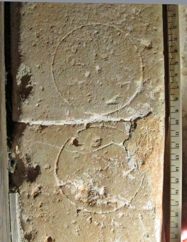 3. Compass drawn circles. South doorway. 