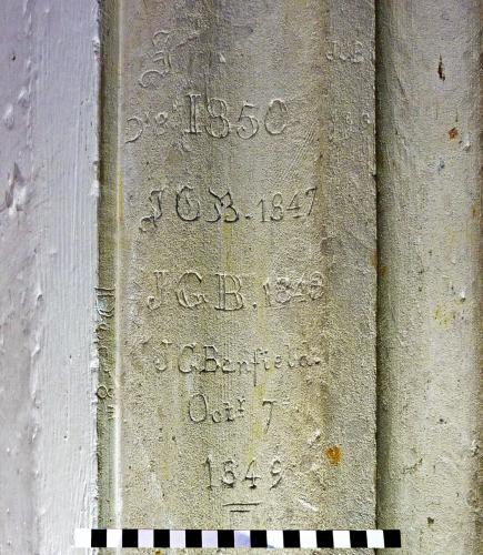 3. J.G. Benfield inscriptions. North aisle pier.