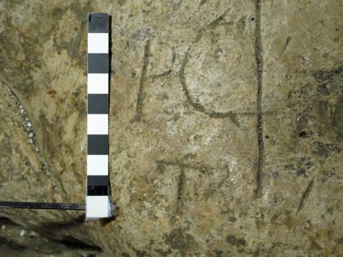 3. Letters & unknown symbol or letter. Lady Dinham effigy.