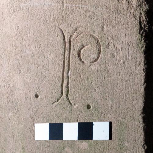 3. Ornate letter P. South doorway. 