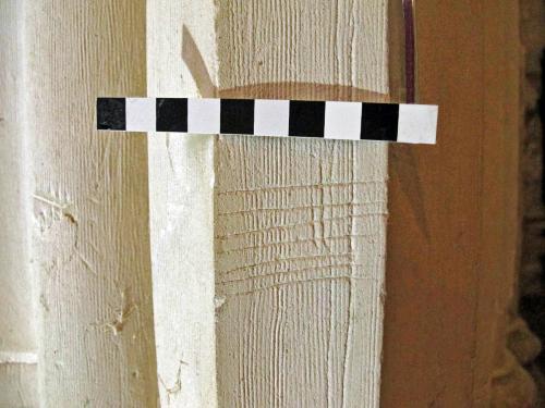 5. Series of horizontal scored lines. South aisle pier.