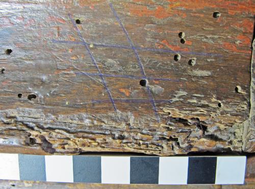 6. Grid (blue highlight). North chapel rood screen.