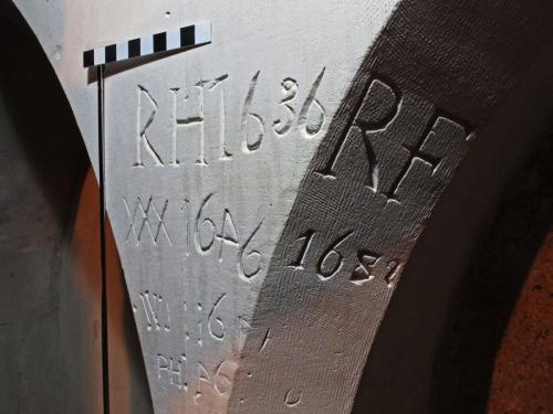 7. 17C initials & dates. Sedilia.