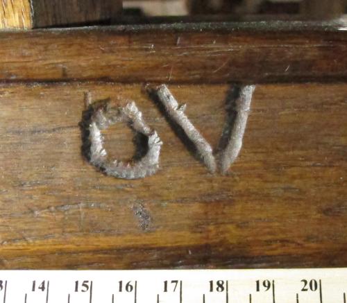 8. Letters O V. Chancel screen door.