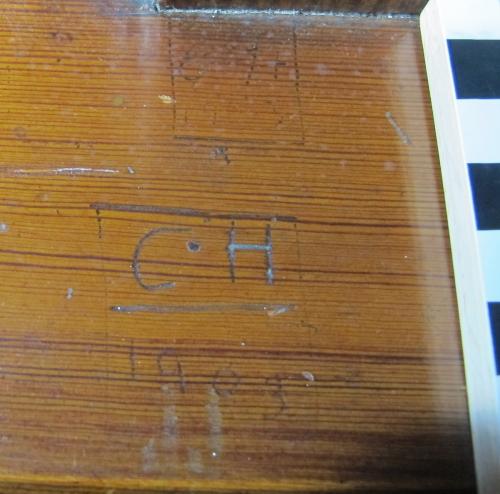 8. Initials  C H 1903. Nave pew.