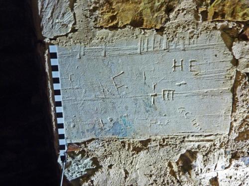 8.  Initials & other marks. Clock chamber doorway.