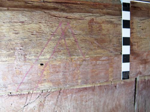 8.  M or inverted W, highlighted. Probable Marian type mark. Lady Chapel screen.