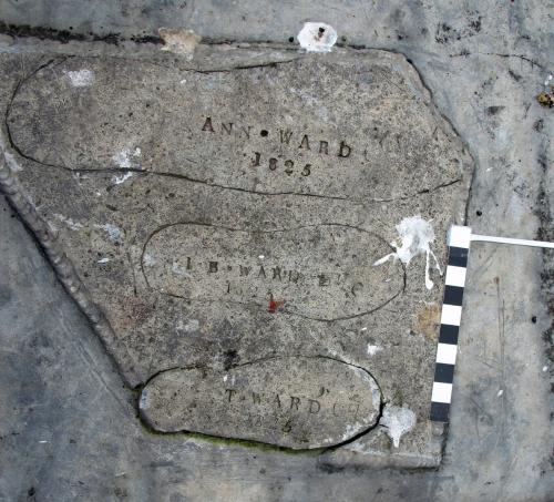 9. Foot outlines dated 1825. Tower roof lead.