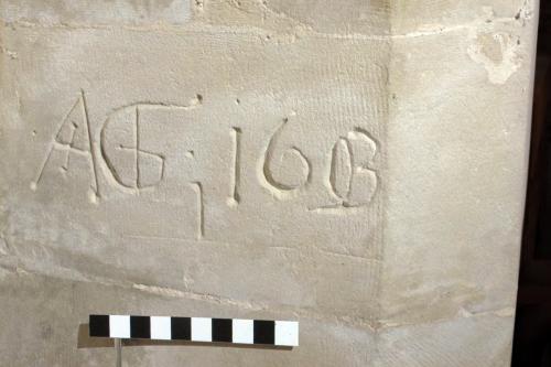8. Initials & date, AG 1603. Sedilia. 