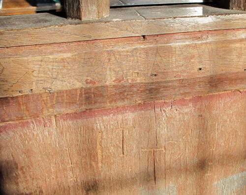 9. Letters I (crossed) & T, with multiple M forms on rail above. Lady Chapel screen.