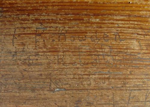 15. Nave bench, Rowden names.