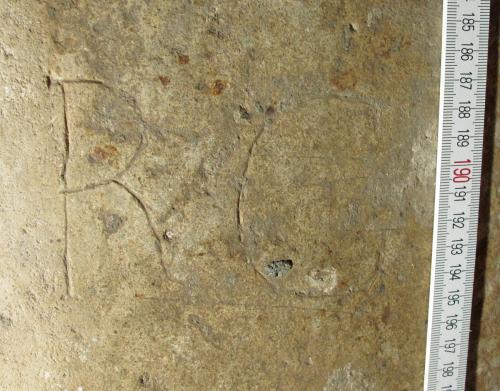 6.  Porch bench. Probable initials, RG.