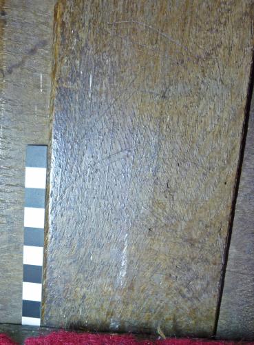 Bondleigh 21. S. row, bench. Parallel lined marks of unknown meaning. 