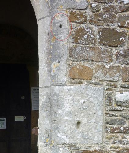 Bondleigh 5. Porch. Mass dial (circled).