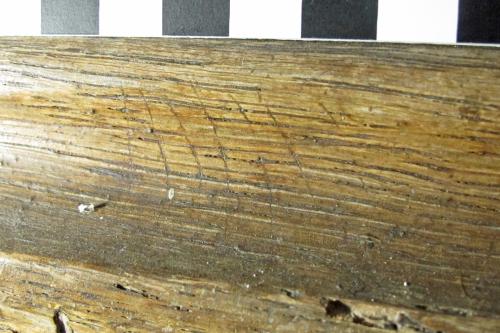 Broadhempston 15. S. chapel parclose screen. Series vertical lines.