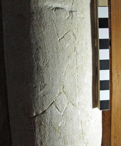 Broadhempston 3. Pier.  Letter A's with V shaped crossbars? 