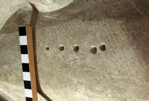 Broadhempston 8. Pier. Series of  holes.