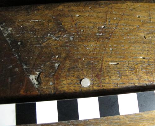 9. Large W or double-lined V (highlighted), on parclose screen.