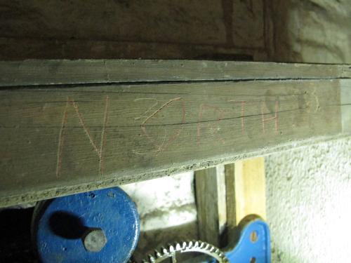 7. NORTH (highlighted), on tower clock winding mechanism.